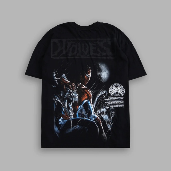 SPIDER IN THE NIGHT "PREMIUM" OVERSIZED TEE IN BLACK - Picture 1 of 4